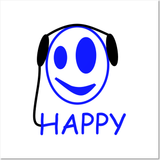 Happy Music Face Posters and Art